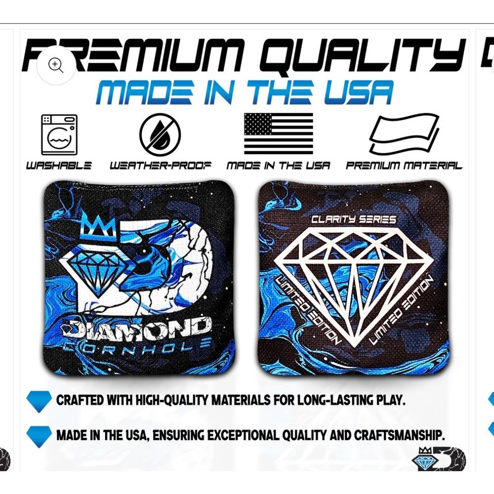Set of 4 Diamond Competition Clarity Series Limited Double Sided Cornhole Bags - Picture 2 of 6